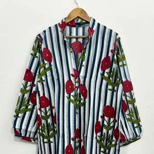 Robe maxi en coton à imprimé floral : robe rayée, tunique bohème - Product Image 4