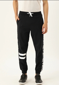 Pantalon de jogging décontracté en molleton de coton noir pour homme, taille élastique avec cordon de serrage, idéal pour l'hiver - Product Image 1