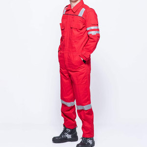 Combinaison de travail unisexe marron respirante Econex Sports avec bandes réfléchissantes, en coton, uniforme de sécurité, design haute visibilité - Product Image 1