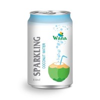 Agua de Coco Carbonatada y Jugosa 320ml |   Bebida Saludable con Sabor Original 100% Pura y Esterilizada 5.5 Brix |   Lata de Aluminio WANA