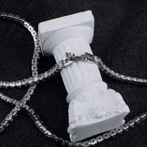 Hot Sale Hip Hop Moissanite Link Chain Necklace Diamond Look Silver Gold Plated Unisex Jewelry Best Price - Product Image 2