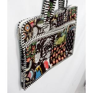 Handmade Classy Laptop Bag 100% Cotton Hand Block Print <b>Quilted</b> Zipper Closure Large Eco-Friendly Bag - Product Image 5