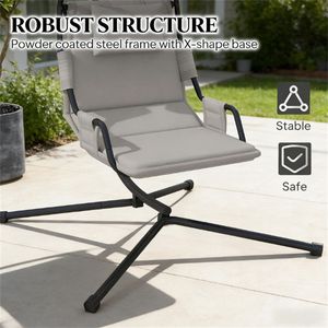 Gray Hanging Swing <b>Hammock</b> for Patio Comfortable Outdoor Furniture - Product Image 3