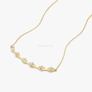 Minimalist Lab Diamond Necklace And Earrings Set 18K <b>Solid</b> <b>Gold</b> Dainty Marquise Cluster Curved Station <b>Pendant</b> Drop Fine Jewelry - Product Image 4