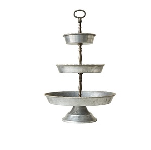 Plateau décoratif vintage galvanisé à 2 niveaux, style ferme, pour la décoration de table, plateau de service en métal pour la cuisine ou les événements, en solde - Product Image 6