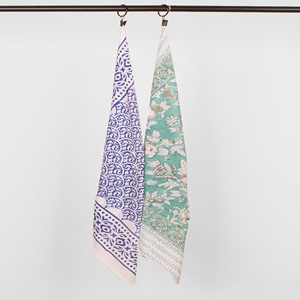 Hand Drawn Cotton <b>Square</b> <b>Scarf</b> Floral Pattern Breathable Ethnic Style Spring Summer Unisex Wrap - Product Image 1