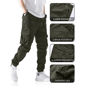 Cargo Jogger Style Pants Men <b>Elastic</b> Cuff Tapered Fit <b>Trousers</b> Multi Pocket Uility Design Streetwear Fashion Relaxed Urban Pants - Product Image 4