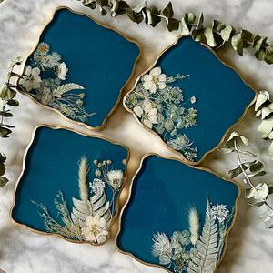 Ensemble de 4 sous-verres en résine de luxe, design minimaliste en pierre, écologiques et de haute qualité, pour la décoration de table à manger à la maison, anniversaire - Product Image 1