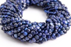 4x2MM <b>Lapis</b> <b>Lazuli</b> Beads Faceted Flat Round Button Genuine Natural Gemstone Loose Beads Bulk Lot Options - Product Image 4