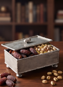 Caja de Almacenamiento Rectangular de Metal Plateado con Base, para Frutos Secos y Aperitivos, Decorativa - Product Image 4