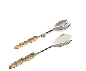 Cubertería de Lujo con Decoración de Hojas de Latón, Hecha a Mano, de Acero Inoxidable de Alta Calidad, Ideal para Servir en la Mesa - Product Image 1