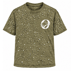 T-shirt unisexe vert olive à manches courtes et col rond, orné de perles, personnalisé, mode décontractée, streetwear - Product Image 1