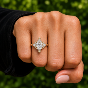 IGI CERTIFIED 1.50 carat Marquise Cut Lab Grown Diamond <b>Rings</b> Round Cluster Engagement <b>Ring</b> Fine jewelry Bridal <b>set</b> <b>rings</b> - Product Image 2