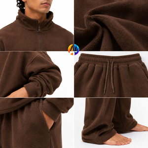 Traje de lana extragrande para hombre con tejido grueso, corte holgado, tacto suave y calor acogedor para estar en casa o viajar. - Product Image 5