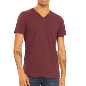 T-shirt pour homme en tissu de bambou respirant et doux, manches courtes, col en V, t-shirt en coton pour homme, col en V, OEM, t-shirt personnalisé - Product Image 1