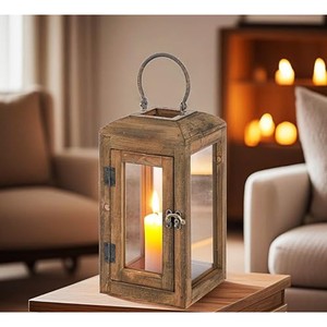 Pine Wood Hurricane Tiered Square <b>Candle</b> Lantern Holder Handmade Rustic Farmhouse Wedding Home Decor Wholesale Moradabad - Product Image 6