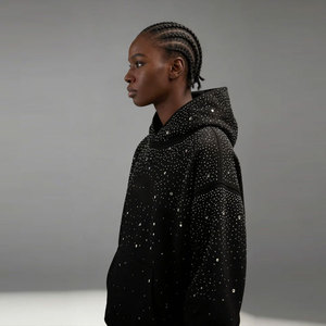 Sweat-shirt à capuche surdimensionné en strass, pull épais unisexe, streetwear, veste à capuche en polaire scintillante - Product Image 2