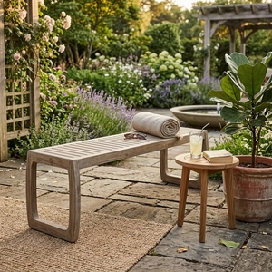 Banc d'extérieur moderne en teck, durable et écologique, pour patio, jardin, parc, usage domestique, mobilier de jardin - Product Image 2