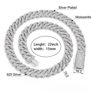 Collier chaîne cubaine en argent 925 léger avec diamants certifiés de laboratoire, style Hip Hop Miami Cuban, bijoux de luxe - Product Image 6