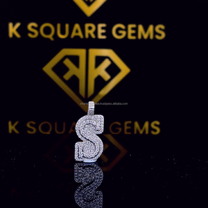 Colgante de Plata de Ley con Corte Personalizado Exquisito para Niños Unisex, con Diamante Moissanita Mejorado, Claridad VVS, Estilo Hip Hop, Dorado - Product Image 1