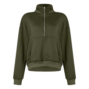 Sweat-shirt à col roulé pour femme, best-seller, personnalisé, 100% coton, logo imprimé, fermeture éclair sur le devant, respirant, séchage rapide, décontracté, hiver - Product Image 3