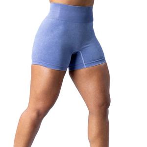 Shorts Deportivos de Punto para Mujer, Cintura Alta, Color Sólido, Transpirables, Corte Regular, Cintura Elástica, Material de Algodón y Spandex - Product Image 4
