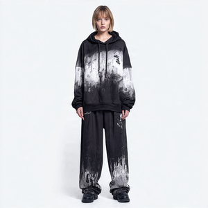 Custom Patterned Mens Baggy Tracksuit Printed Breathable Flare Jogger Set with Oversized Hoodie and Wide Leg <b>Pants</b> for Winter - Product Image 5