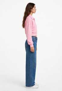 Oneten Apparel <b>Pink</b> Corduroy Full Zip Jacket Crop Lantern Sleeve Turn Down Collar Unisex <b>Sweatshirt</b> - Product Image 2
