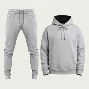 Ensemble de survêtement pour homme 100% coton, couleur unie, automne-hiver, tendance, avec cordon de serrage réglable, prix de gros - Product Image 3
