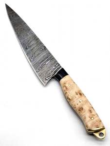 Cuchillo de Cocina Artesanal de Acero de Damasco con Mango de Madera de Arce Estabilizada, Herramienta Culinaria - Product Image 2