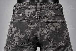 Pantalones Vaqueros Cargo para Hombre, Corte Regular, Cintura Media, Lavado Oscuro, Estampado Floral, Estilo Hip Hop Urbano - Product Image 4