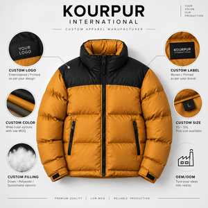Custom Men's Puffer Jacket <b>Waterproof</b> Windproof <b>Padded</b> Winter <b>Coat</b> Stand Collar Insulated Bubble Jacket OEM - Product Image 6
