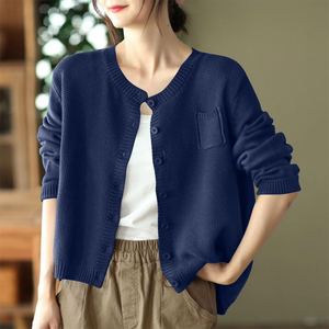 OEM Service Women's Casual Long Sleeved <b>Cardigan</b> <b>Sweater</b> V Neck Knitted Winter Customizable Color Loose Front Coat - Product Image 3