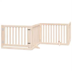 Juego de 10 puertas plegables grandes para perros de madera de álamo maciza color marrón claro, vallas y corrales para mascotas - Product Image 3