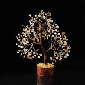 Hecho a mano rojizo naranja semipreciosa piedra preciosa bonsái cristal árbol curativo para el amor, la suerte y la prosperidad Feng Shui India - Product Image 2