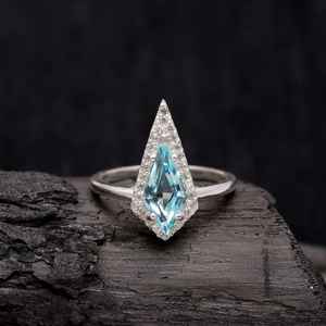 Anillo de Topacio Azul Cielo Natural Estilo Art Deco, Plata de Ley 925, Hecho a Mano, Delicado, con Gema Certificada IGI, Joyería para Mujer - Product Image 6