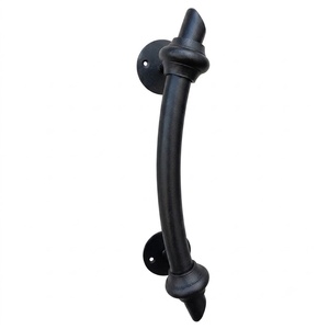 Poignée de portail en fer forgé traditionnelle, design rond, résistante à la rouille, facile à installer ; accessoire pour clôture et portail. - Product Image 1