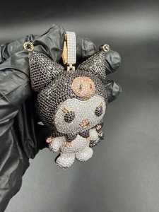 Colgante de Gato de Dibujos Animados con Piedras de Moissanita, Plata 925 con Baño de Rodio, Colgante Temático, Regalo Unisex - Product Image 2