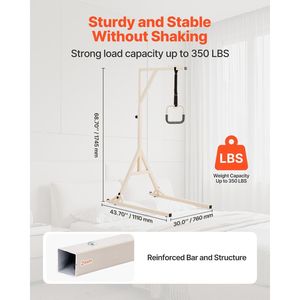 Barre de Trapeze Robuste pour Lit, Capacité de Charge 350 LBS, Équipement de Rééducation Réglable en Hauteur avec 2 Roulettes et 2 Trapezes de Traction - Product Image 2