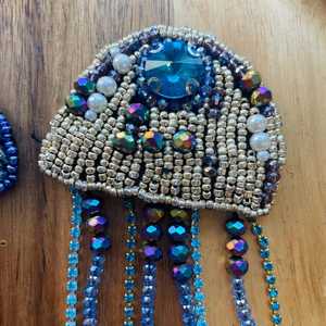 Colorful Beaded Handmade Floral Charm with Gold Clasp | Bag Accessory | Beaded <b>Gift</b> for Her - Product Image 6