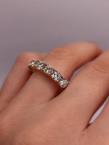 2.50 CT 7 Stone Lab Grown <b>Diamond</b> Gold Band <b>Ring</b> for Women | IGI Certified Luxury Wedding & Anniversary Stackable Bridal Jewelry - Product Image 4