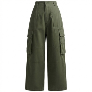 AMIB SPORTS Men's Olive <b>Green</b> <b>Cargo</b> <b>Pants</b> Mid Waist Straight Fit Multiple Pockets 100% Cotton Canvas Casual Lightweight - Product Image 5