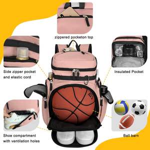 Mochila Deportiva Unisex de Baloncesto Estilo Hip-Hop, Bolsa Grande para Deportes con Compartimentos para Zapatos y Balones, Cierre de Cremallera, Poliéster, para Fútbol, Voleibol, Gimnasio - Product Image 5