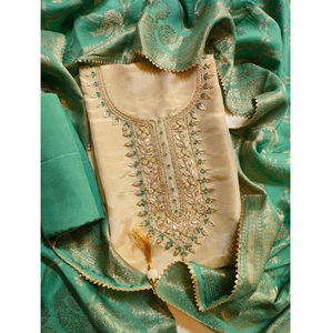 Yellow Print Design Embroidered Fashionable Stylish Outclass <b>Pakistani</b> Silk Cotton LawnParty Summer Fancy 3pcs Unstitched Suits - Product Image 6