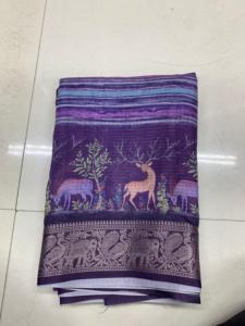 Sari Jacquard Kota CHACKS con estampado digital, corte 6.30, con pieza para blusa - Product Image 6