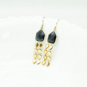 Pendientes Colgantes de Lujo con Cadena de Corazones Chapados en Oro de 18K y Cuarzo Iolita, Joyería de Pendientes Colgantes con Gema de Iolita al por Mayor - Product Image 3