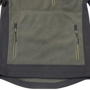 Tactical Fleece Jacket Windproof Color Blocking Olive Green Black Half Zip Winter <b>Coat</b> Side Pockets Cold Weather Outdoor Jackets - Product Image 4