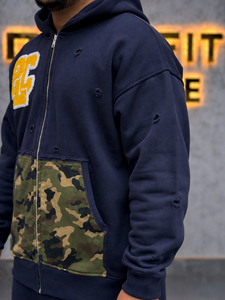 Men's Embroidered <b>Zip</b>-Up <b>Hoodie</b> With Camouflage <b>Pocket</b> Oversized Streetwear Hooded Sweatshirt 100% Cotton French Terry <b>Hoodie</b> - Product Image 6