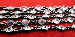 Chaîne connectrice en argent sterling 92,5 % avec zircone cubique rose ronde de 3 mm, vendue au mètre - Product Image 2