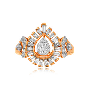 Anillo de Compromiso con Diamante Cultivado en Laboratorio, Corte Baguette, Oro Rosa, Diseño de Gota Seductora, para Regalo de Boda y Aniversario - Product Image 3